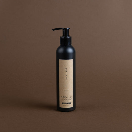 Lavendel Bio-Flüssigseife in 200ml schwarzer Flasche