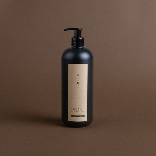 Wildblumen Bio-Flüssigseife in 500ml schwarzer Flasche