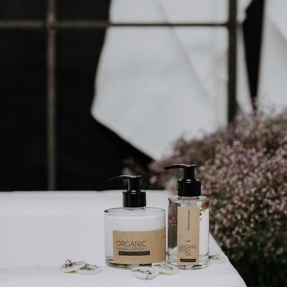 Wildblumen Bio Handlotion in Glasflasche